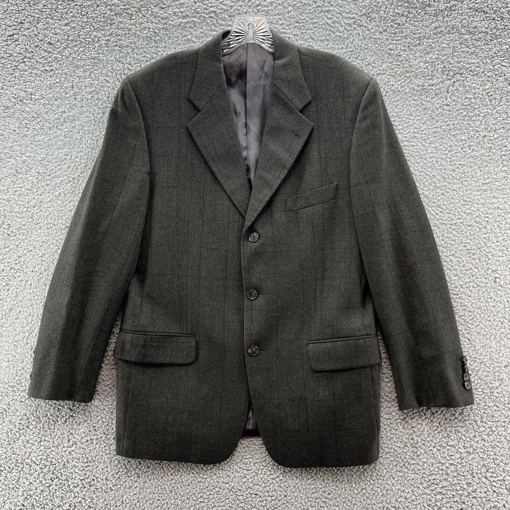 Joseph‎ Abboud Sport Coat Men 40R Brown Wool Herringbone Tweed Classic Blazer